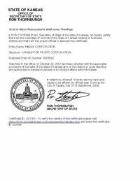 Kansas certificate of good standing, Kansas certificate of existence, Kansas certificate of status, Kansas 